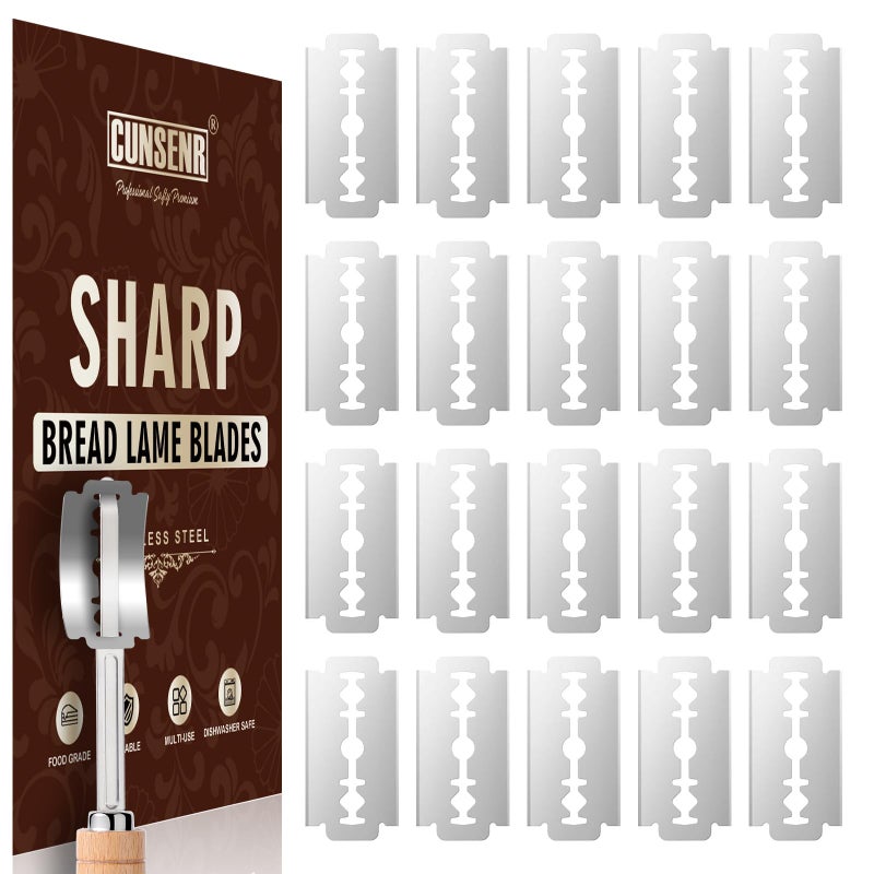 CUNSENR Bread Lame Blades Refill â€“ Stainless Steel Scoring Blades for Perfect Bread Art, Suitable for Slicing and Scoring Sourdough, Baguettes, and More (20 Blades) - Image 1