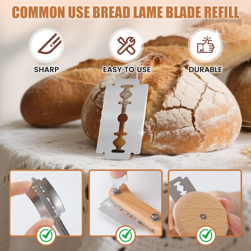 CUNSENR Bread Lame Blades Refill â€“ Stainless Steel Scoring Blades for Perfect Bread Art, Suitable for Slicing and Scoring Sourdough, Baguettes, and More (20 Blades) - Image 3