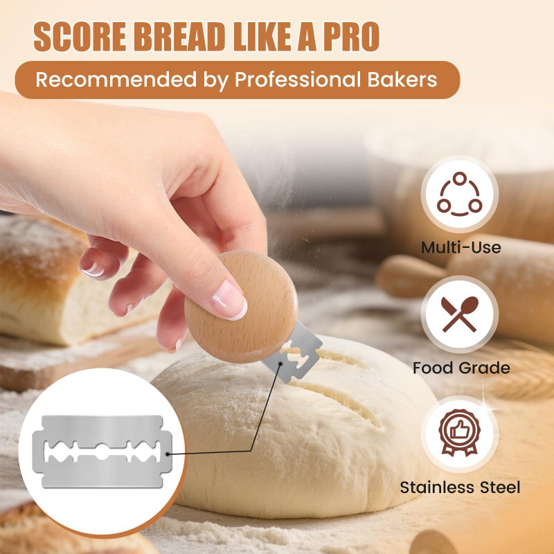 CUNSENR Bread Lame Blades Refill â€“ Stainless Steel Scoring Blades for Perfect Bread Art, Suitable for Slicing and Scoring Sourdough, Baguettes, and More (20 Blades) - Image 4