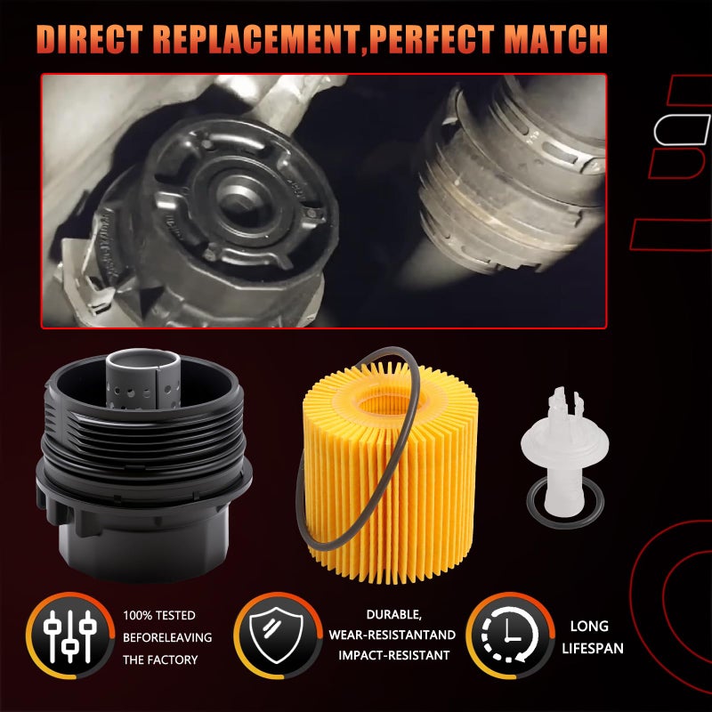 Dtomi 1.8L Engine Oil Filter Cap Assembly Compatible With Toyota Lexus Scion Vehicle Prius V  Prius Plug In  Prius  Matrix  Corolla Im Xd  Ct200H Replace# 15620-37010  19185631  04152-37010  04152-Yzza6 - Image 5