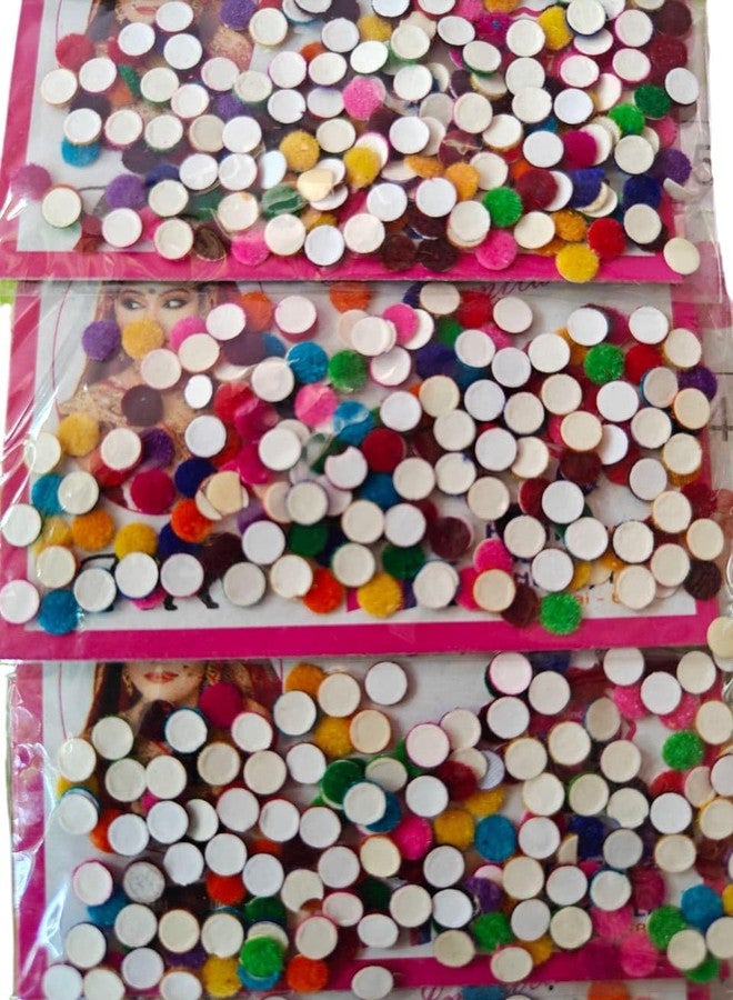 VTL Round All Mix Colour Traditional Velvet Bindis for Women, Size 9, Adhesive, Long-Lasting, Skin-Friendly, 1 Sheet Pack - Image 3
