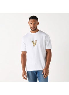 Iconic Iconic Floral Print T-shirt with Short Sleeves and Crew Neck  - Image 2