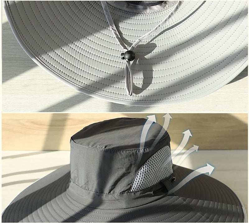 Leotruny Men Wide Brim Sun Hats UPF50+ Waterproof Breathable Bucket Hat for Fishing, Hiking, Camping (C07-khaki Ink) - Image 5