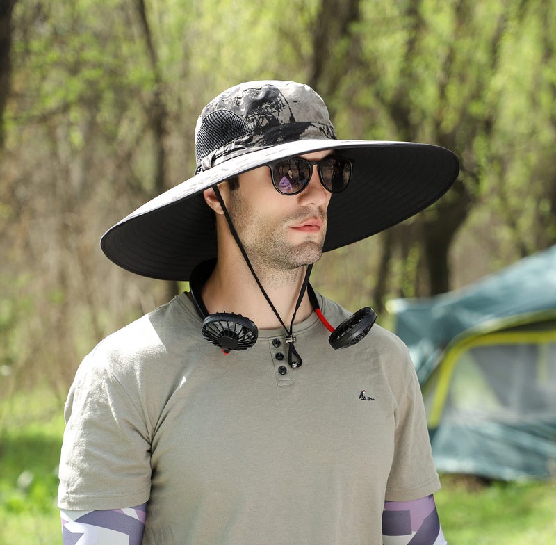 Leotruny Men Wide Brim Sun Hats UPF50+ Waterproof Breathable Bucket Hat for Fishing, Hiking, Camping (C07-khaki Ink) - Image 2