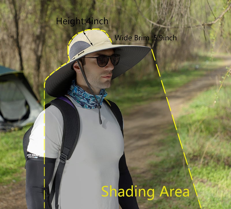 Leotruny Men Wide Brim Sun Hats UPF50+ Waterproof Breathable Bucket Hat for Fishing, Hiking, Camping (C07-khaki Ink) - Image 3