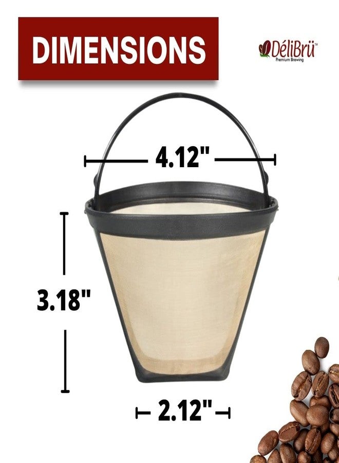 Delibru Gold Tone #2 Cone Style Reusable Coffee Filter for DCC-450 Cuisinart Coffee Makers, Universal Fits Most 4-5 cup Basket Coffeemakers Brands - Image 3