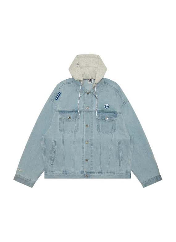 ايه ايه بي إي Moonface logo hooded denim jacket