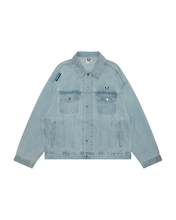 AAPE Moonface logo hooded denim jacket