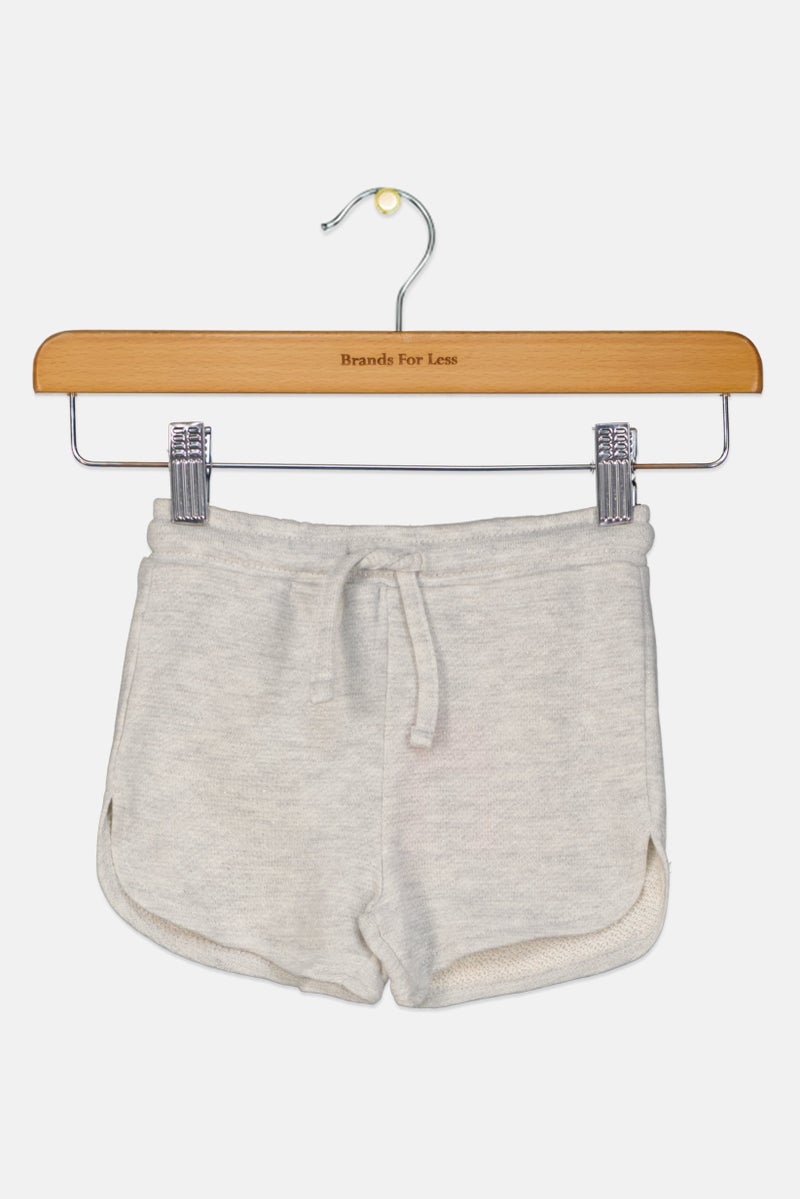 Fox Toddlers Girl Mettalic Drawstring Basic Shorts, Light Grey - Image 1