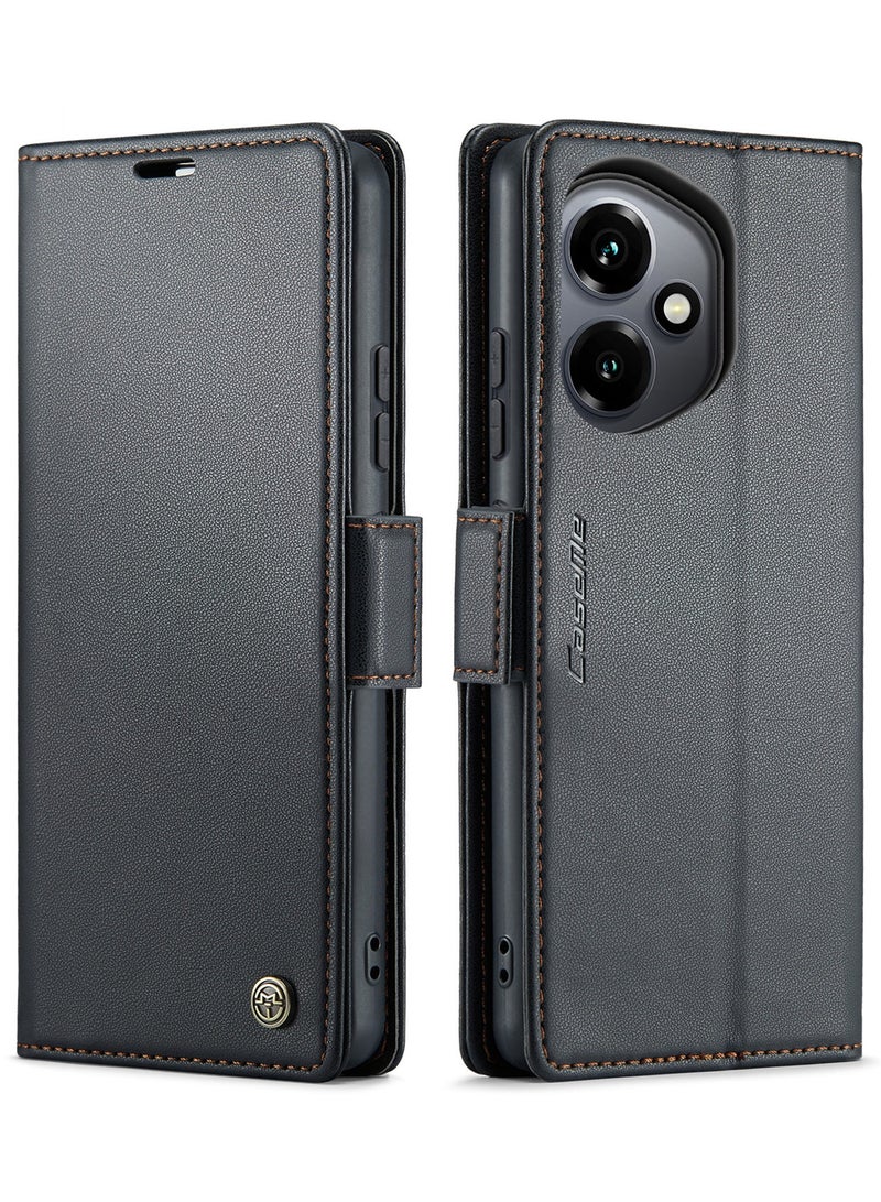 CaseMe Phone Case Luxury PU Leather Design Anti Fingerprint 023 Flip Cover Card Slot Holder Cover For Honor 400  (Black ) - Image 1