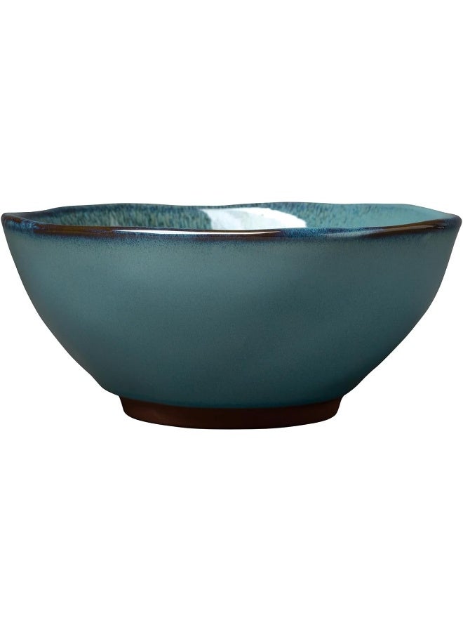Sango Toren 16Piece Casual Denim Stoneware Dinnerware Set Service for 4 Featuring Stunning Blue Reactive Glaze for Everyday Dining Entertainment Microwave Dishwasher Safe - Image 2
