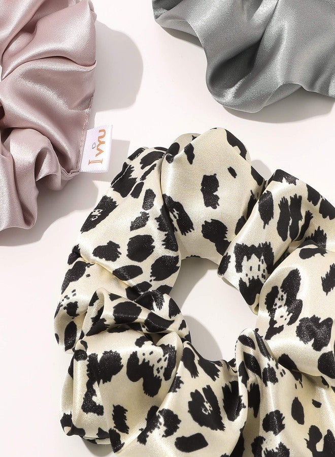 Ivyu Silk Hair Ties for Girls and Women: Chic Satin Scrunchies, Large and Cheetah Print, Soft Ponytail Holders for Thick and Curly Hair - No Creases, Gentle on Hair - Image 4