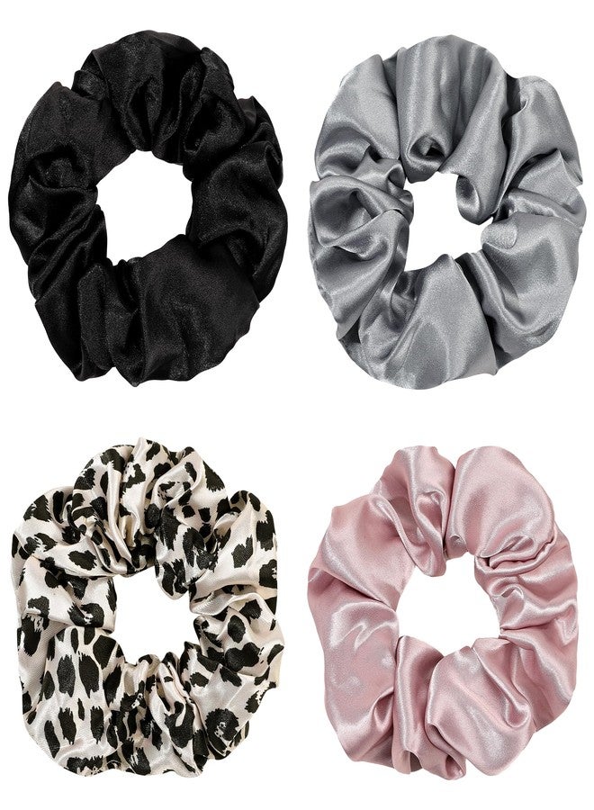 Ivyu Silk Hair Ties for Girls and Women: Chic Satin Scrunchies, Large and Cheetah Print, Soft Ponytail Holders for Thick and Curly Hair - No Creases, Gentle on Hair - Image 1