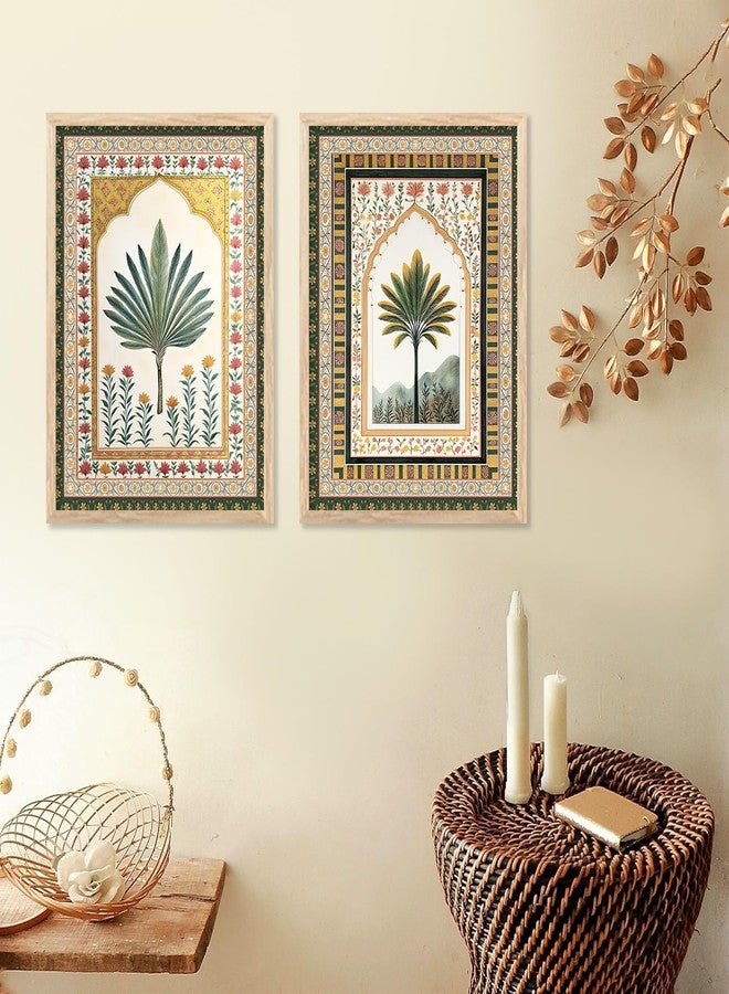 HOTHOUSE Pichwai Art Painting for Wall Decoration | Wall Poster With frames | Traditional Indian Wall Art Madhubani Paintings for Living Room | Framed Wall Painting for Home Room Bedroom Office Wall Décor Wall Paintings For Home Decoration | Indian Wall Art Home Decor Frames | set of 2 (Traditional 3, 10x13 inch, Framed) - Image 1