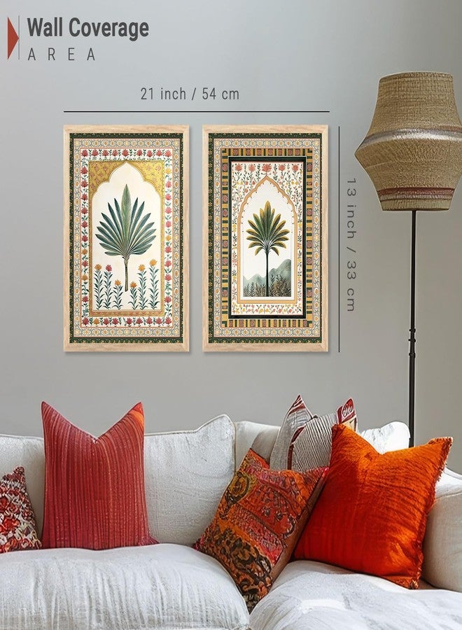 HOTHOUSE Pichwai Art Painting for Wall Decoration | Wall Poster With frames | Traditional Indian Wall Art Madhubani Paintings for Living Room | Framed Wall Painting for Home Room Bedroom Office Wall Décor Wall Paintings For Home Decoration | Indian Wall Art Home Decor Frames | set of 2 (Traditional 3, 10x13 inch, Framed) - Image 2