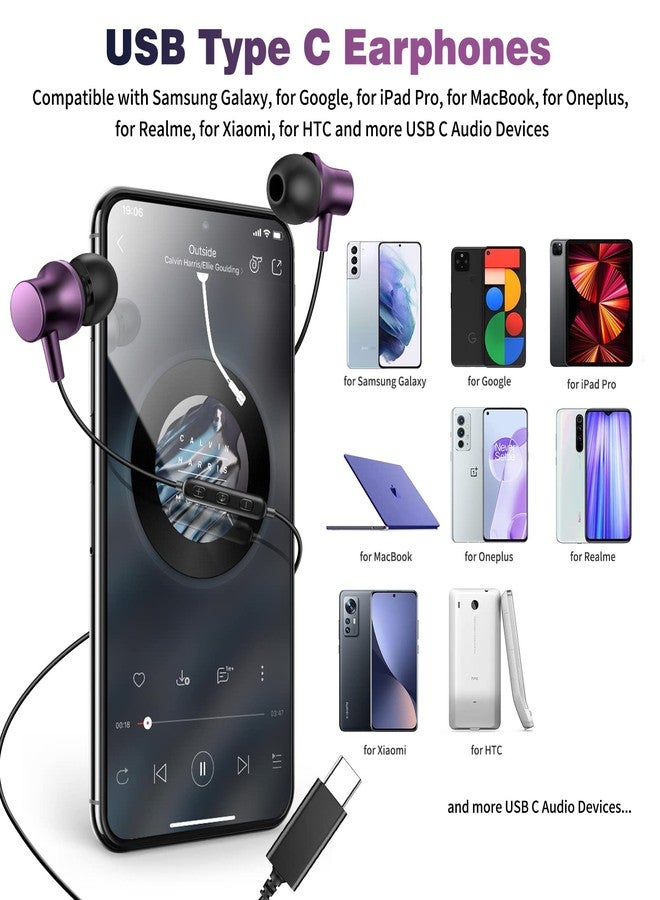 COOYA USB C Headphone Type C Wired Earbuds for iPhone 17 16 15 Pro Max iPad 10 Air 6 Pixel 9 8 Magnetic Bass Noise Canceling In-Ear Earphone+Mic for Samsung Galaxy S25 Ultra A16 S24 S23 S22 OnePlus 13 - Image 2