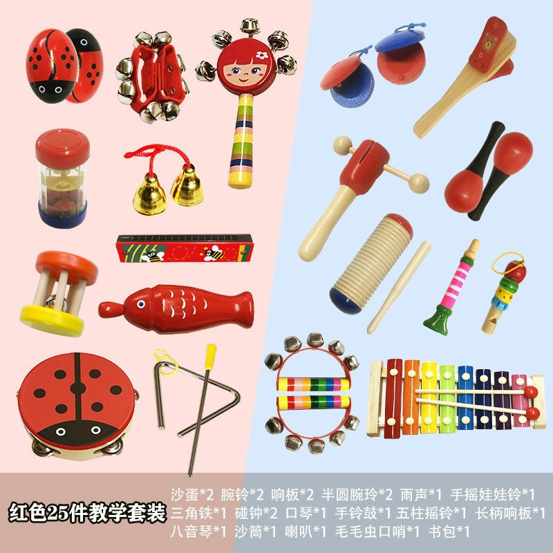 Wooden Early Childhood Orff Musical Instruments Toys Children Musical Instruments Rattle Percussion Combination Set - Image 4