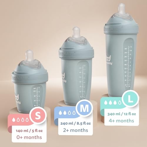 Herobility Double Anti-Colic Baby Bottles – 5 fl oz/140ml – 3-Pack – Dark Green - Image 2