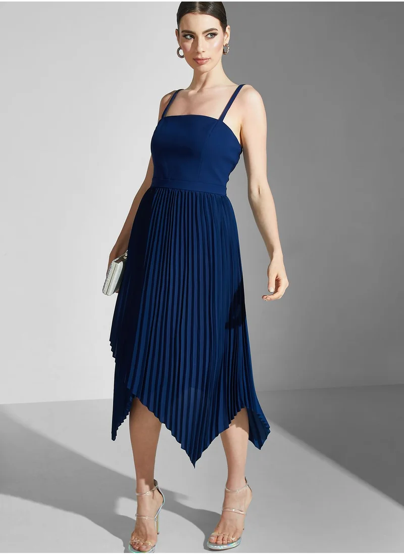 AIDAN MATTOX Asymmetrical Hem Strappy Dress