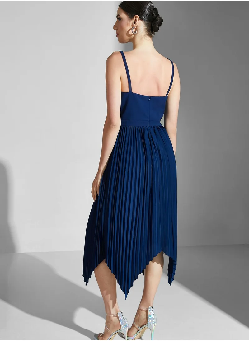 AIDAN MATTOX Asymmetrical Hem Strappy Dress