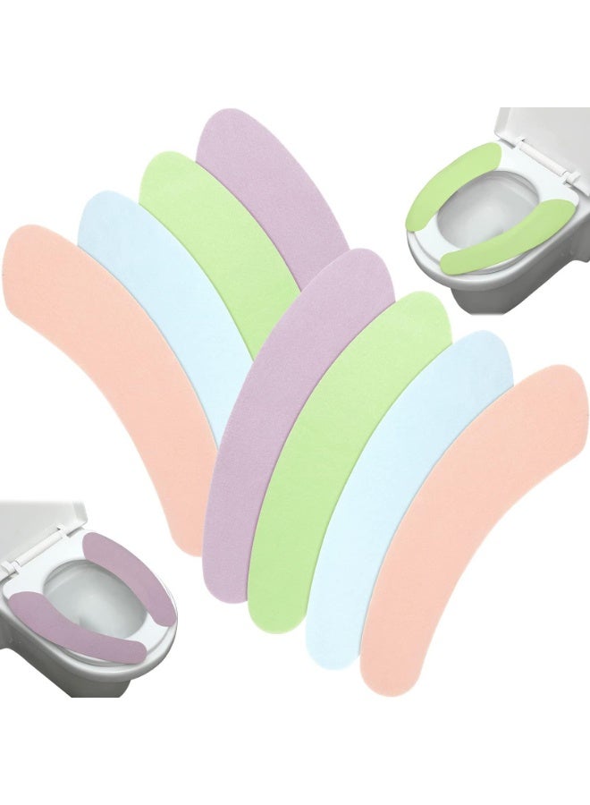 16 PCS Toilet Seat Warmer Stickers, Washable & Reusable Cushion Covers, Soft Non-slip Toilet Mat Stickers (Purple, Green, Blue, Pink) - Image 1