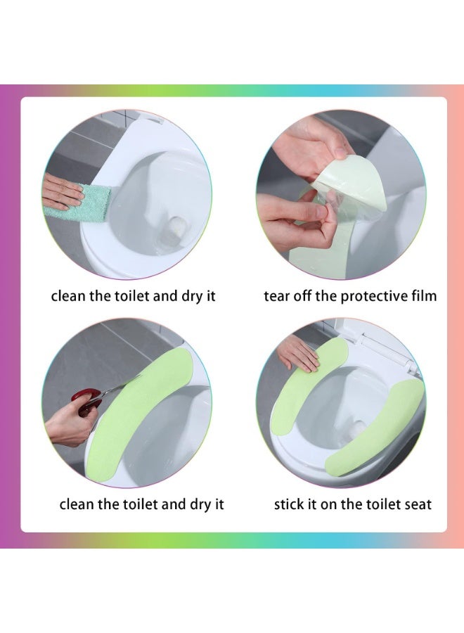 16 PCS Toilet Seat Warmer Stickers, Washable & Reusable Cushion Covers, Soft Non-slip Toilet Mat Stickers (Purple, Green, Blue, Pink) - Image 3