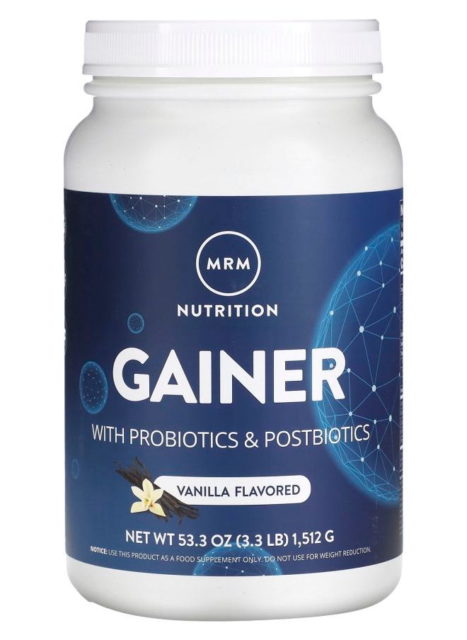 MRM Nutrition - Gainer with Probiotics & Postbiotics Vanilla 3.3 lb (1512 g) - Image 1