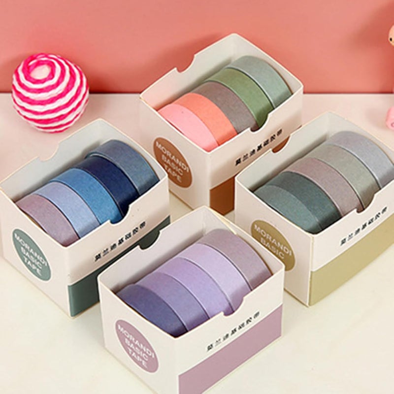 مجموعة شريط لاصق زخرفي 5 لفات 10 مم × 2 م قابل للإزالة للحرف اليدوية وتجميع الصور الملونة - Image 5