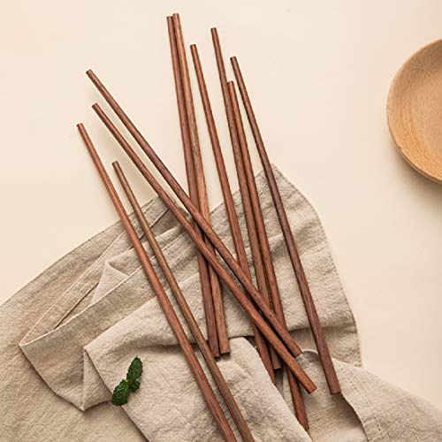Mannice 10 Pairs Wooden Chopsticks Reusable Chop Sticks Dishwasher Safe Chinese Wooden Chopsticks Handmade Chopstick Natural Health for Cooking Eating Restaurants ,Korean & Japaness Style,Portable Long Brown - Image 5