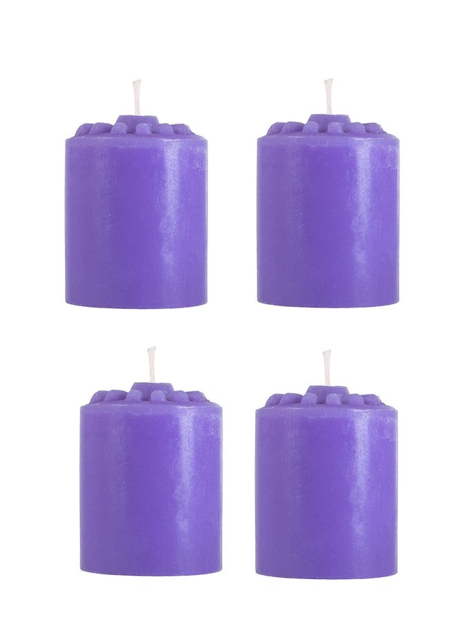 Stone & Feather� (SnF), Winsome Decorative Lavender Aromatic Pillar Candle (Paraffin Wax), Size 2x2 inches, Pack of 4, Burning Time 18-20 Hours, for Meditation, Home Decoration, Diwali - Image 3