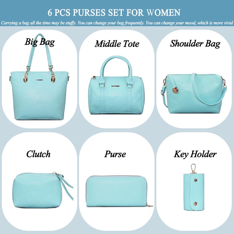 2E-youth Designer Purses and Handbags for Women Satchel Shoulder Bag Tote Top Handle Bag (4C-light blue) - Image 3