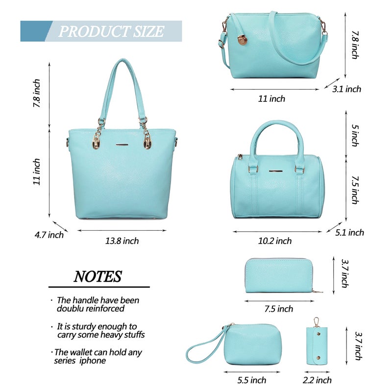 2E-youth Designer Purses and Handbags for Women Satchel Shoulder Bag Tote Top Handle Bag (4C-light blue) - Image 4