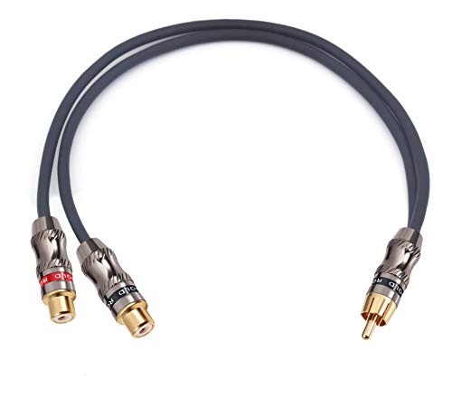 Devinal RCA Splitter, RCA 1 Male to 2 Female Cable Adapter, Stereo Audio RCA Y-Cable Heavy Duty, subwoofer Splitter Gold Plated 10" (25 cm) - Image 2