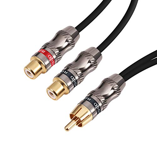 Devinal RCA Splitter, RCA 1 Male to 2 Female Cable Adapter, Stereo Audio RCA Y-Cable Heavy Duty, subwoofer Splitter Gold Plated 10" (25 cm) - Image 1