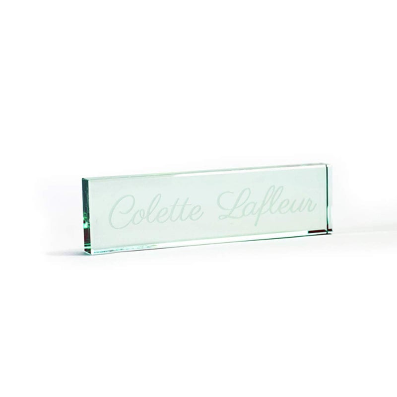PlaqueMaker NamePlates for Desks CustomEngraved Glass NamePlate Office Decor Jade 10 x 2 inches