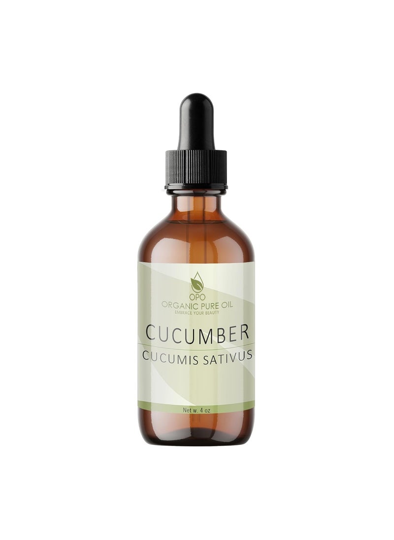 Organic pure oil - OPO Cucumber Seed Oil  4 oz Glass  Dropper  Pure Cold Pressed Unrefined Natural Non GMO Vegan Cleansing Moisturizing Hydrating Extra Strength Hair Face Skin Body Nails Cuticles - Image 1