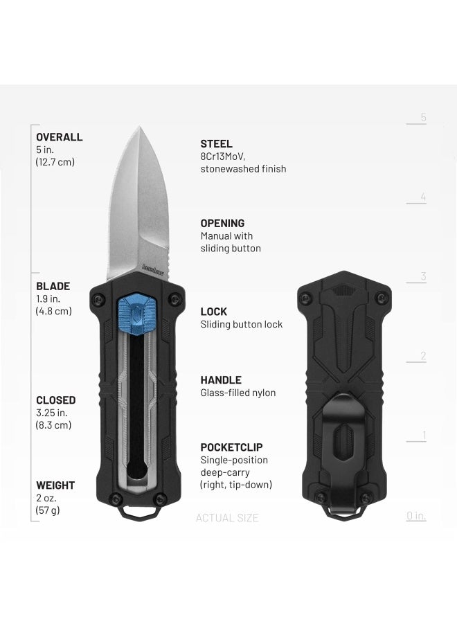 Kershaw - Kapsule Edc Pocket Knife 1.9 Inch Spear Point Blade Manual Opening Sliding Button Lock Black - Image 1