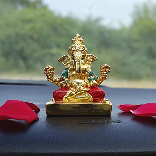 Neodrift Ganesh Idol for Car Dashboard (Real 24kt & 999 Silver Plated, Dual-Tone Gold & Silver) (Model ND11) - Enhance Your Drive - Image 1