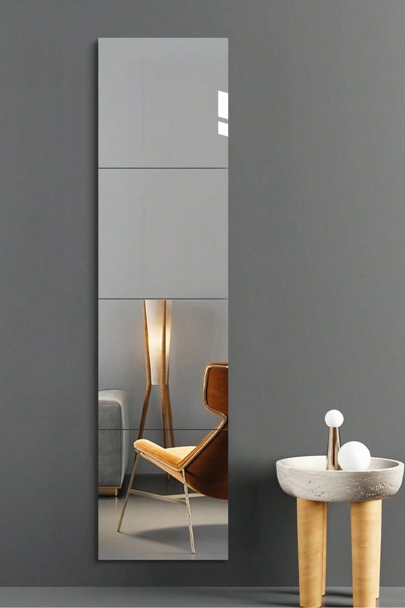Wall Mirror Sticker Set – Reflects Like a Real Mirror – 4-Piece Decorative Panel - Image 1