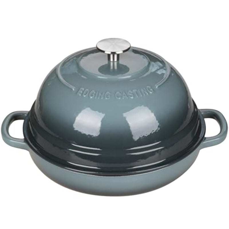 Enameled Cast Iron Dutch Oven Pot with Lid for sourdough bread baking, slateblue, 6 quart, durable enamel coating - Image 2