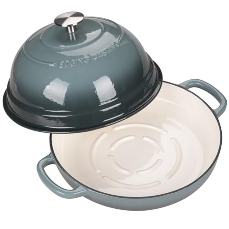 Enameled Cast Iron Dutch Oven Pot with Lid for sourdough bread baking, slateblue, 6 quart, durable enamel coating - Image 5