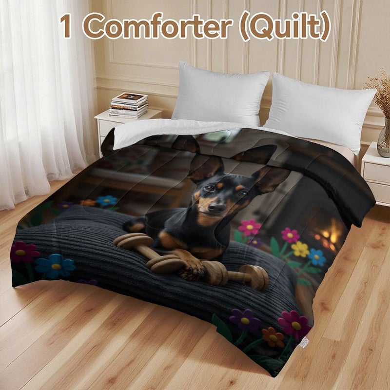 A Soft And Breathable Multicolor Doberman Themed Comforter With Dumbbells Design Featuring A Cozy Duvet Insert For All Seasons Perfect For Any Bedroom 70.87 Inch By 82.68 Inch - Image 5
