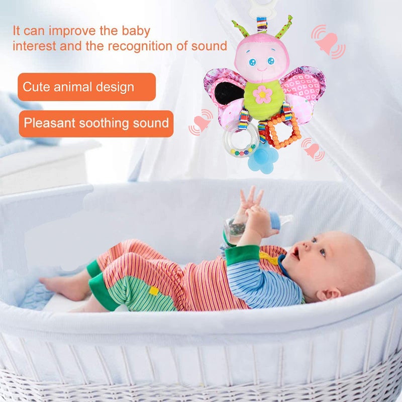 Funsland Baby Stroller Toy and Car Seat Toy for Infant with Teether Hanging Rattle Toys Clip on Stroller Toy Soft Plush Baby Toys for Boys and Girls 3-12 Months - Image 3
