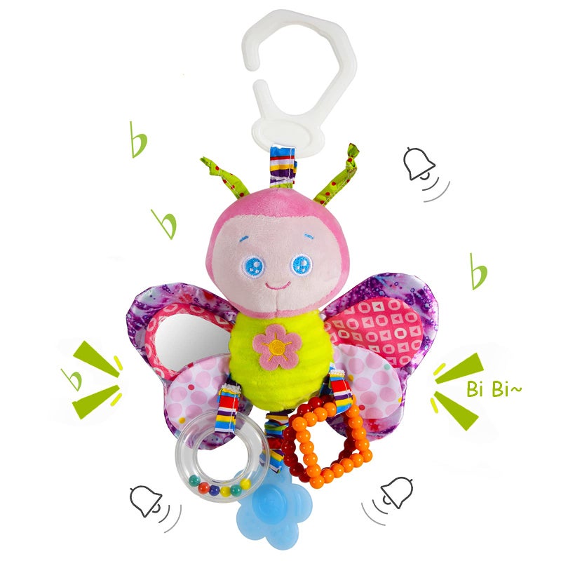 Funsland Baby Stroller Toy and Car Seat Toy for Infant with Teether Hanging Rattle Toys Clip on Stroller Toy Soft Plush Baby Toys for Boys and Girls 3-12 Months - Image 1