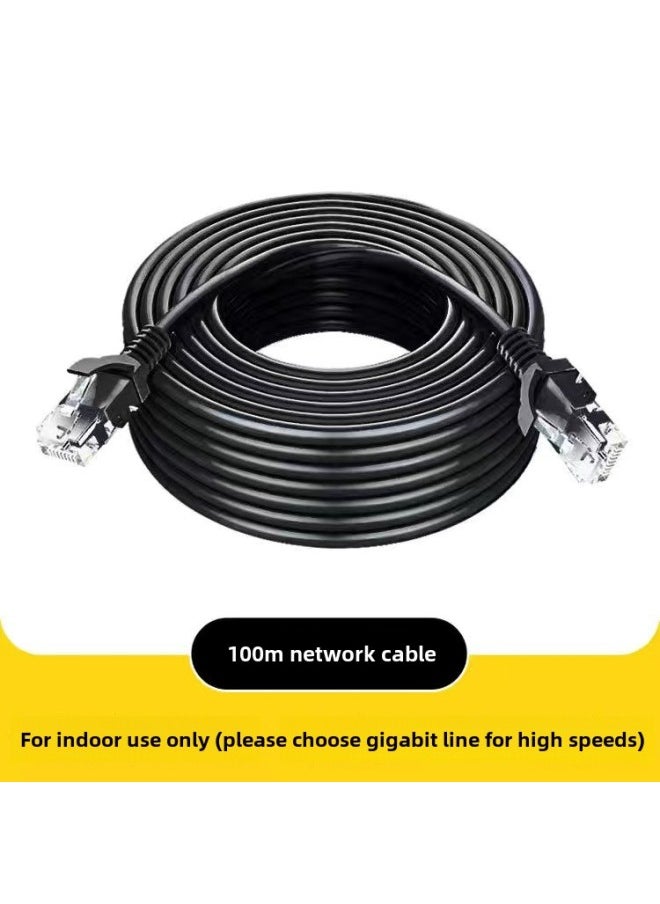 Generic Gigabit Network Cable Category 5 Category 6 Twisted Pair CAT5/6 Network Cable Jumper Broadband Network Cable Finished Network Cable-Color:100 M Category 5 Black-Line Length:15 M  - Image 1