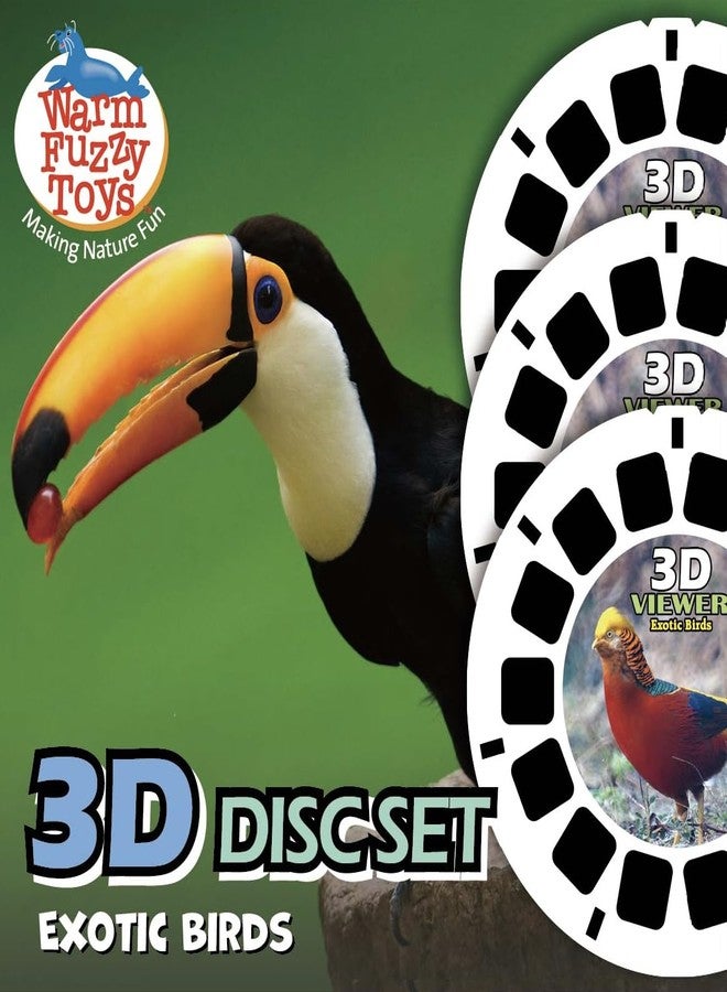 WARM FUZZY Toys Exotic Birds Reels for Viewfinder - 3 Slides with 21 HD 3D Images, Tropical Bird Refill Discs for Kids & Adults, Retro Classic Educational Toy Accessory - Image 3