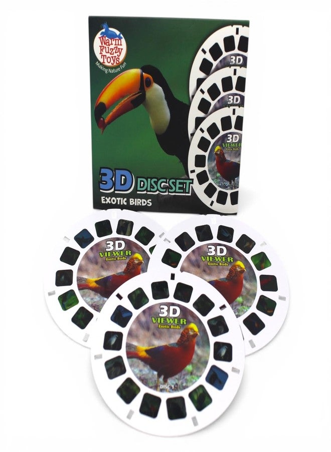 WARM FUZZY Toys Exotic Birds Reels for Viewfinder - 3 Slides with 21 HD 3D Images, Tropical Bird Refill Discs for Kids & Adults, Retro Classic Educational Toy Accessory - Image 1
