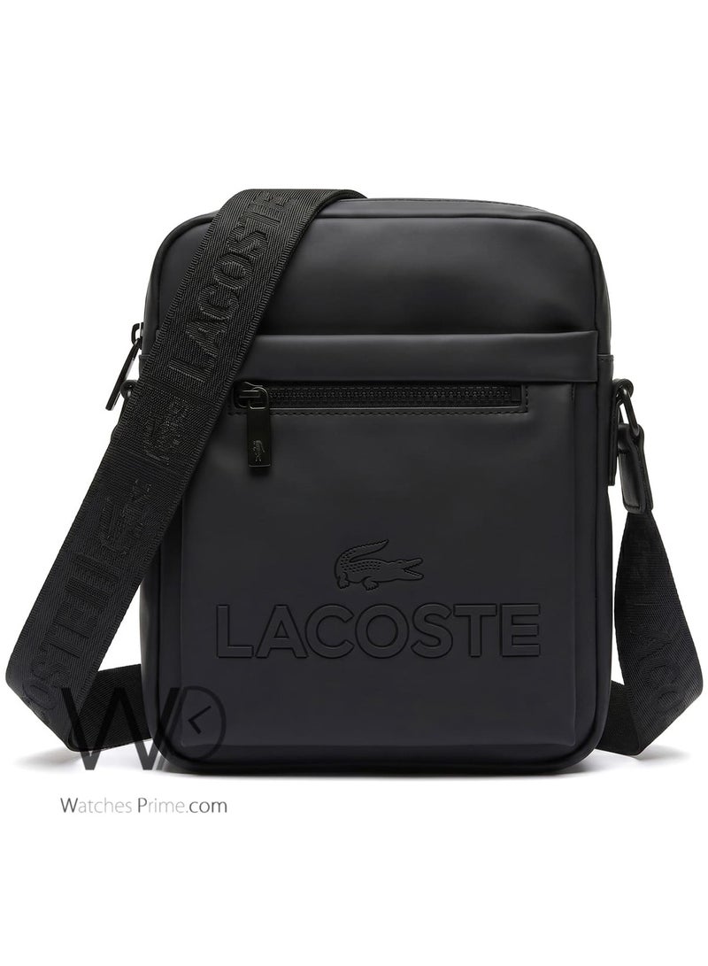 Lacoste Black Vertical Crossbody Messenger Bag