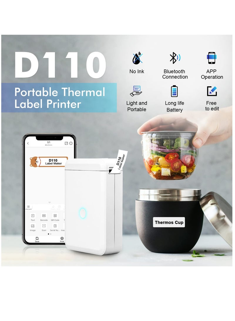 D110 Mini Label Maker Machine with Tape - Portable Bluetooth Label Printer for Home and Office Organization, Featuring Multiple Templates for Handheld Labeling. - Image 2