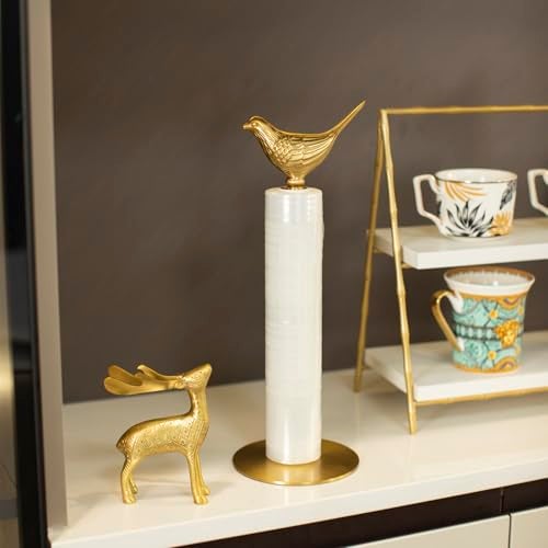 YACSNBF Luxurious Gold Paper Towel Holder Countertop, Brass Paper Towel Holder for Kitchen, Unique Gold Bird Decor - Sturdy, Durable, and Elegant Home Decor for Kitchen - Image 2
